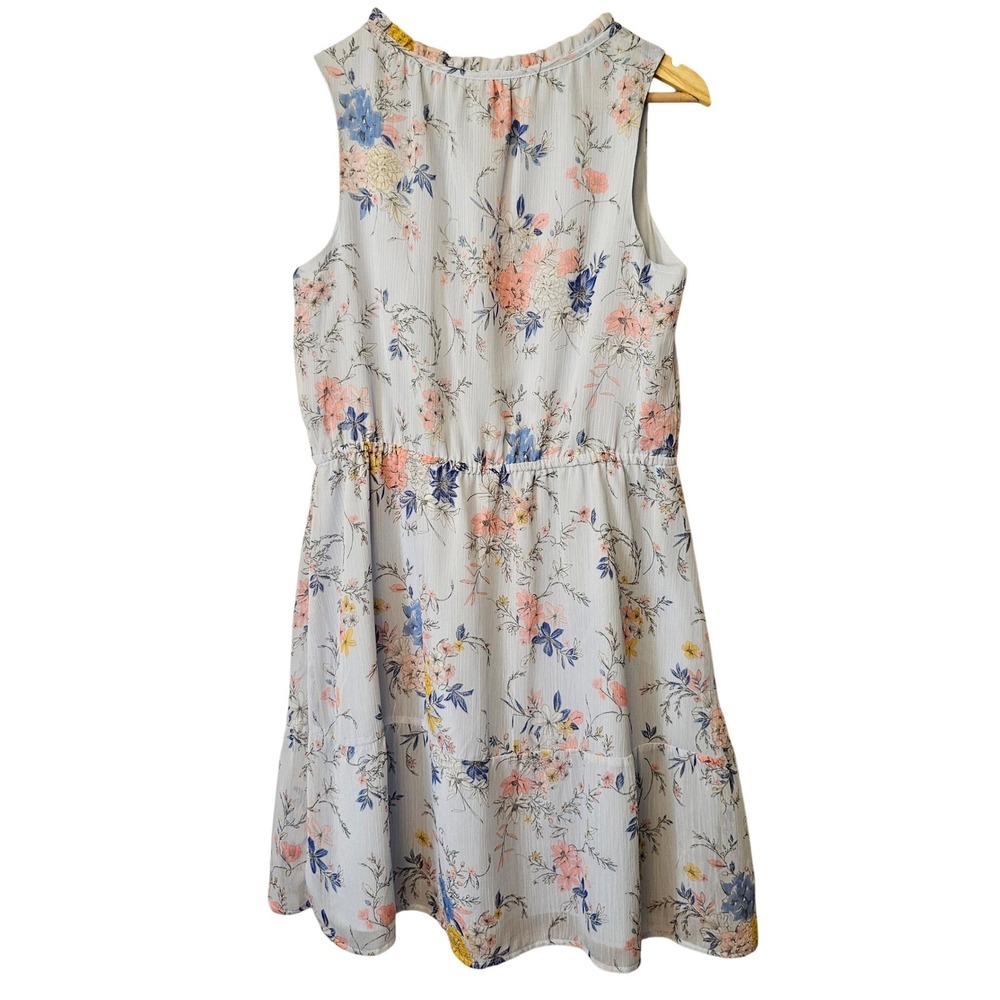 Merona Womens Floral Sleeveless Tiered Chiffon Dress Light Blue Large VN1107216 - Picture 2 of 6